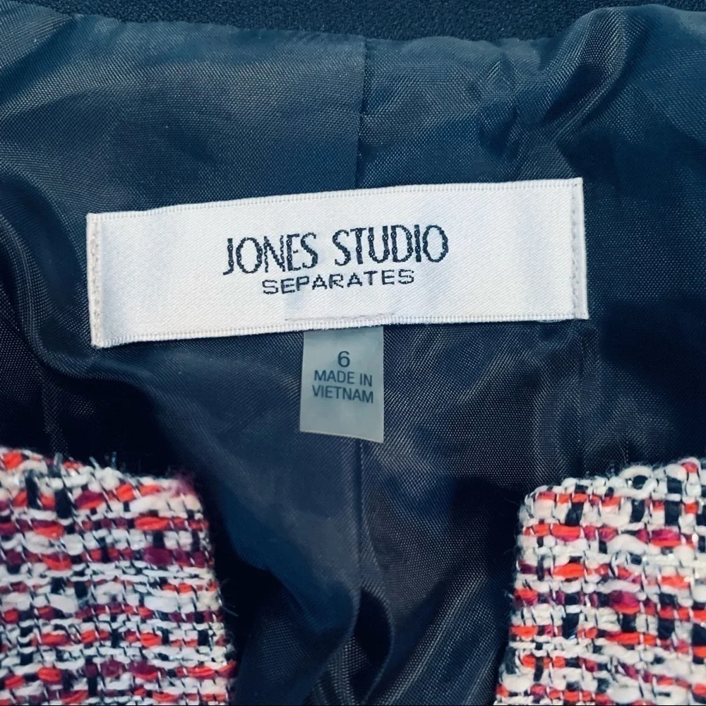 Jones studio separate Tweed preppy professional career Blazer red jacket